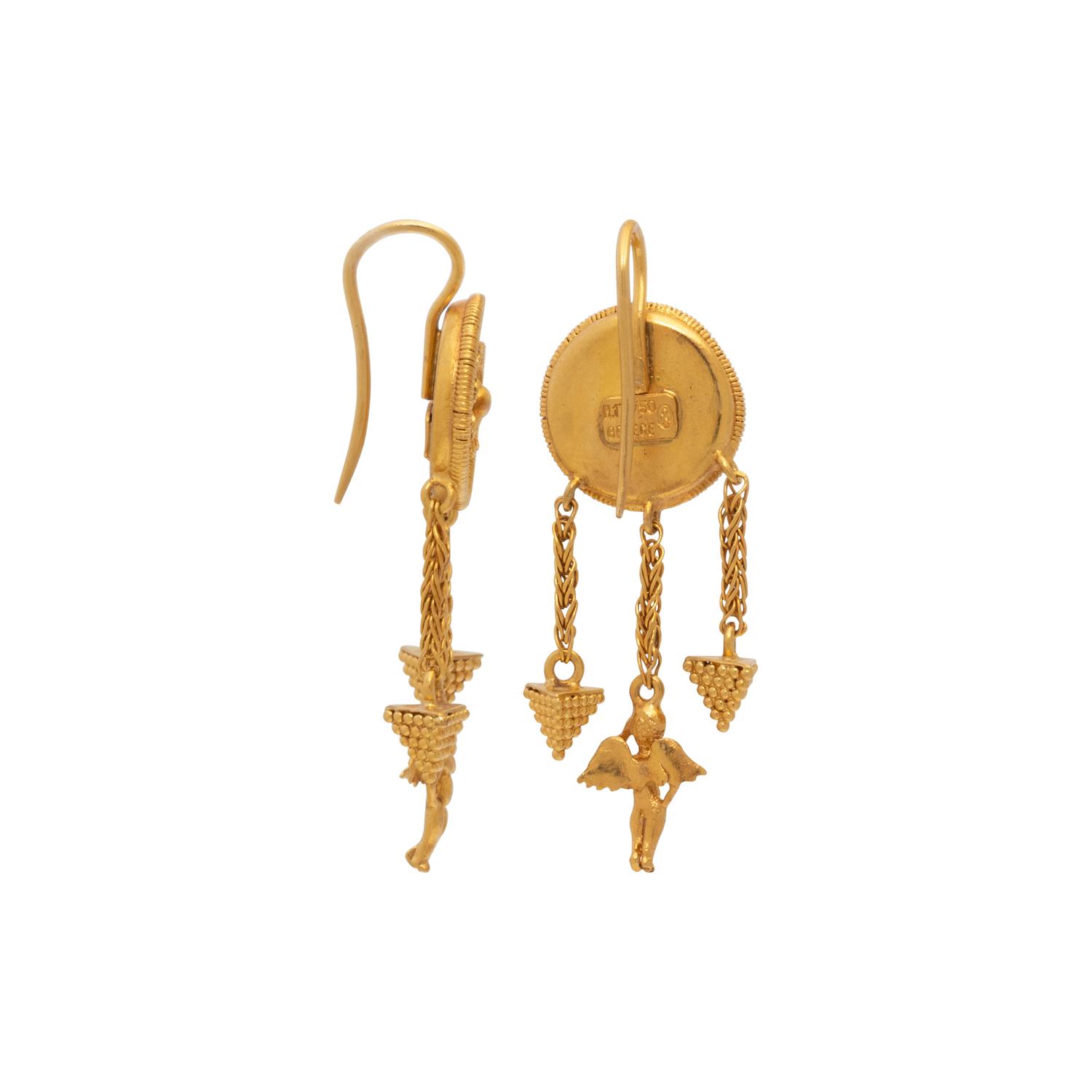 LALAOUNIS, YELLOW GOLD EARRINGS
