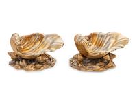 A Pair of George IV Silver-Gilt Shell Form Master Salts