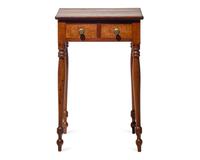 A Late Federal Tiger Maple and Cherrywood Two-Drawer Work Table, Circa 1825