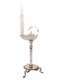A Neoclassical Silver-Plate Library Lamp