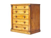 A Miniature William IV Fruitwood Wellington Chest
