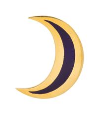 GUCCI, YELLOW GOLD AND ENAMEL CRESCENT MOON BROOCH
