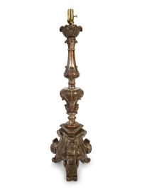 An Italian Giltwood Pricket Mounted as a Lamp — 19TH CENTURY