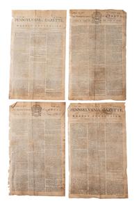 [COLONIAL] Late 18th Century receipts, including the Indian Queen Tavern, and copies of the Pennsylvania Gazette.