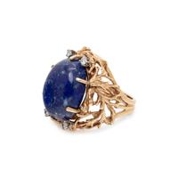 YELLOW GOLD, LAPIS LAZULI AND DIAMOND RING