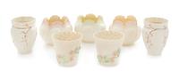 Three Pairs of Belleek Vases Height of tallest pair 4 1/4 inches. — SEVENTH GOLD MARK (1980-1993)