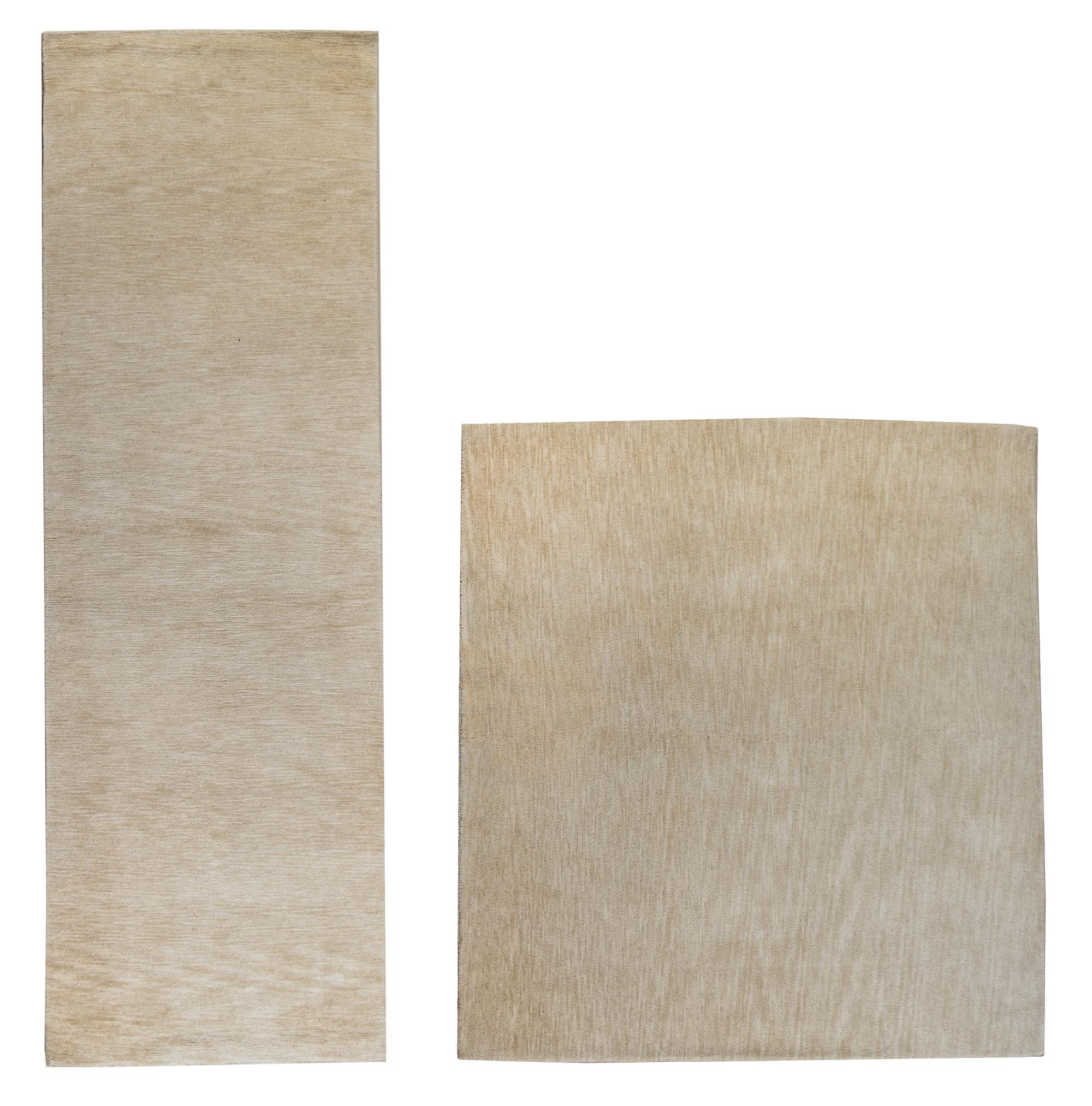 Two Nepalese Woven Rugs Rug 4 feet 6 inches x 4 feet 6 inches; runner 8 feet 5 inches x 2 feet 10 inches. — 20TH CENTURY