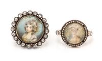 A Collection of Georgian Portrait Miniature and Diamond Rings, 7.50 dwts.