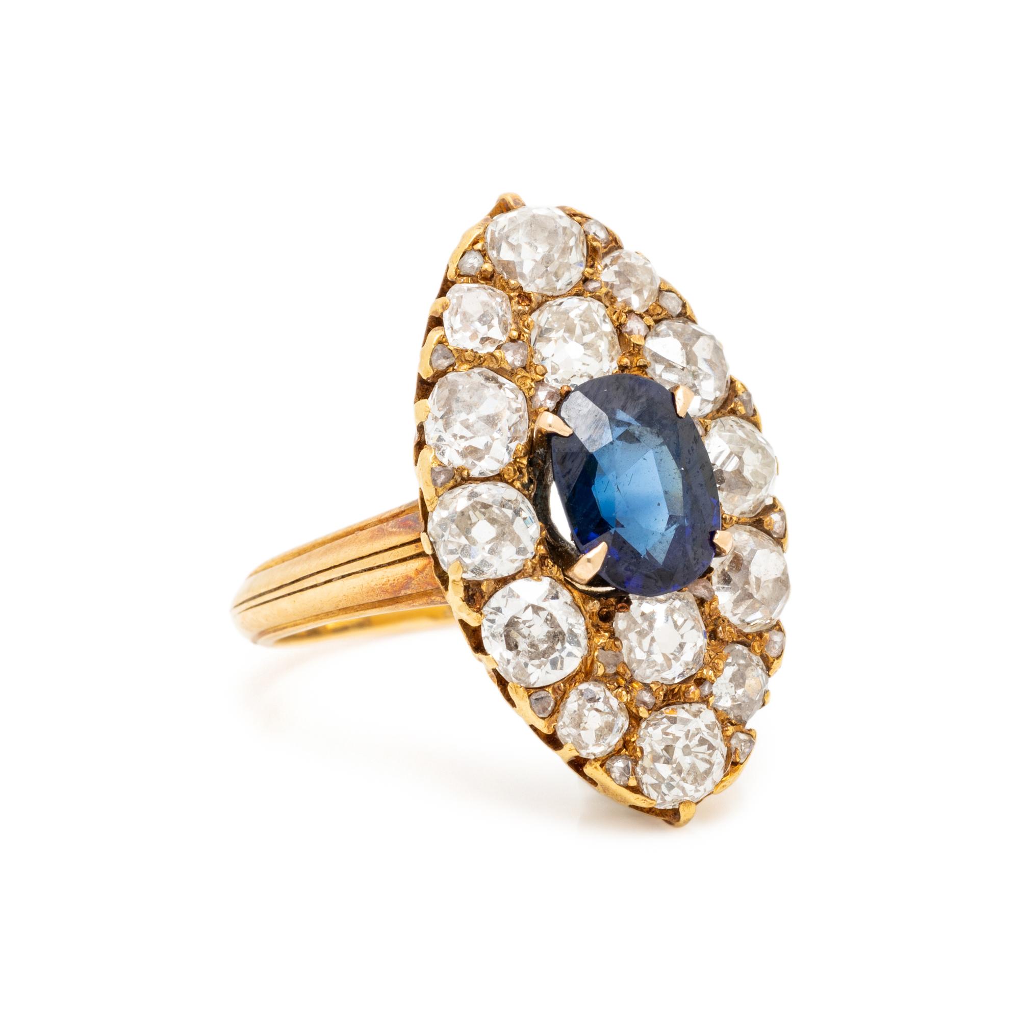 EDWARDIAN, SAPPHIRE AND DIAMOND RING