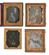 [EARLY PHOTOGRAPHY]. 14 sixth plate daguerreotypes of women with babies.