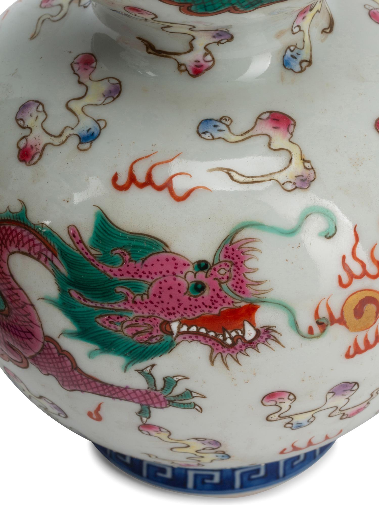A Pair of Chinese Export Enameled Porcelain Vases
