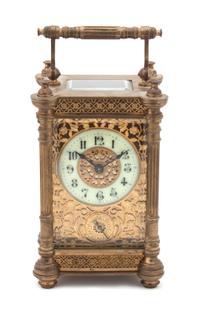A Brass Carriage Clock Height 6 inches.