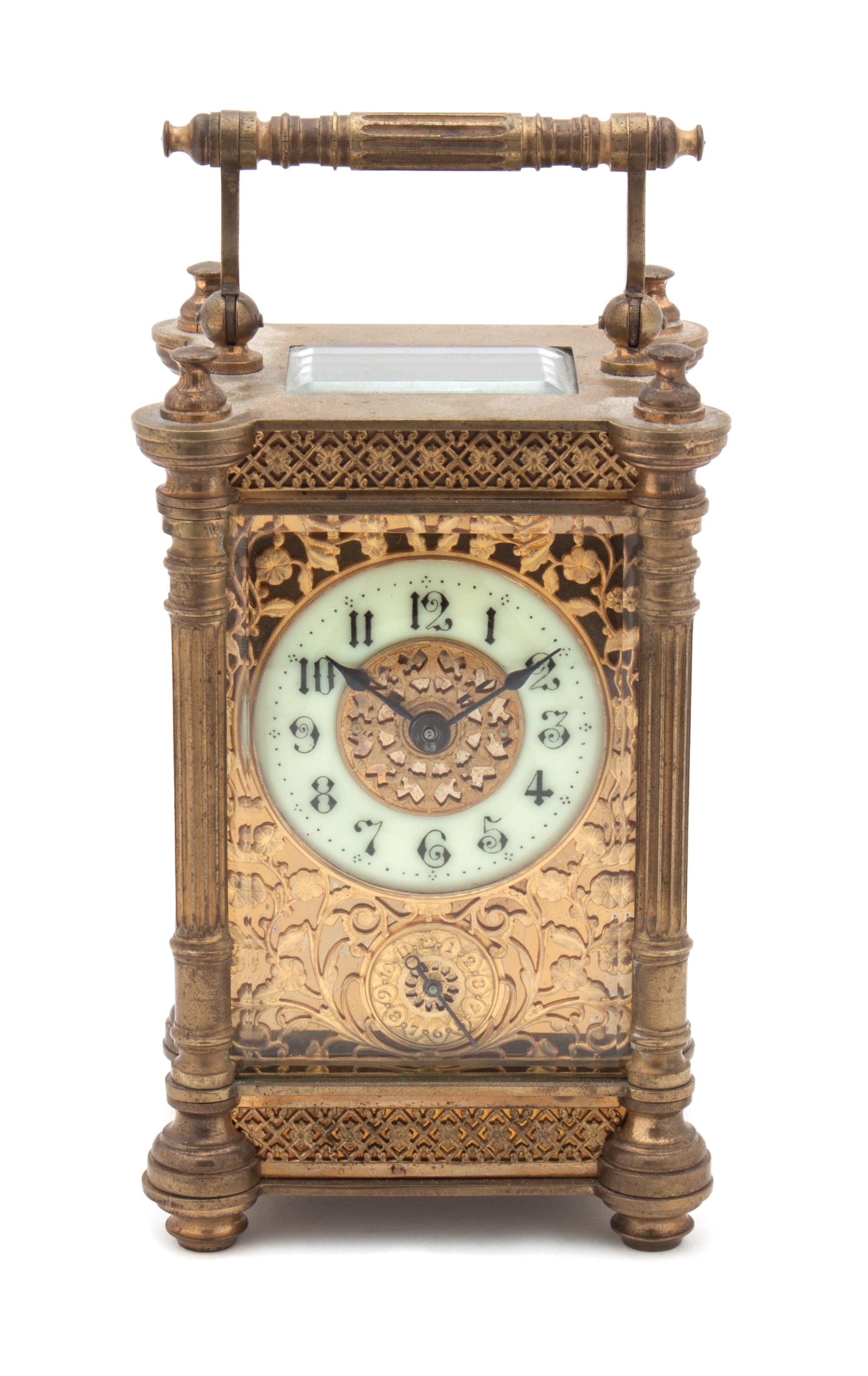 A Brass Carriage Clock Height 6 inches.
