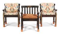A Set of Eight Mizner Style Painted Armchairs Height 32 1/4 x width 23 x depth 19 inches. — 20TH CENTURY