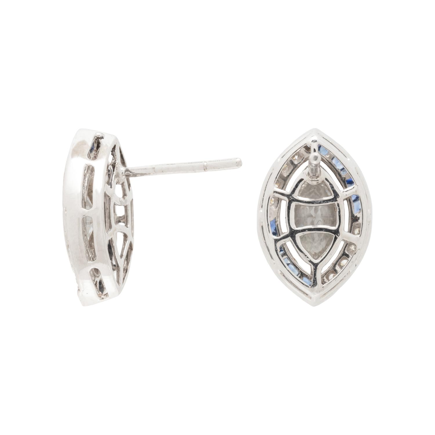 WHITE GOLD, DIAMOND, AND SAPPHIRE EARRINGS