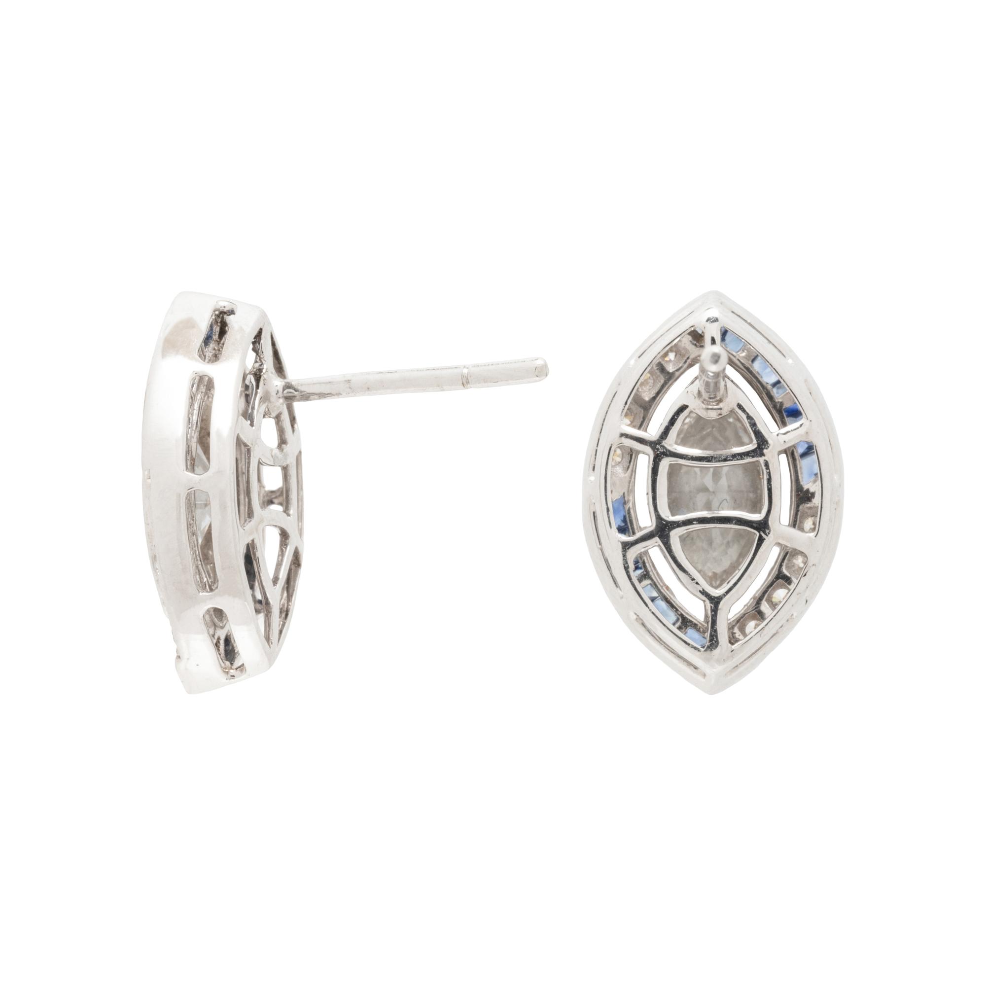 WHITE GOLD, DIAMOND, AND SAPPHIRE EARRINGS