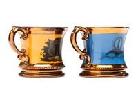 Two Transfer-Printed 'William Henry Harrison' Copper Lustre Mugs