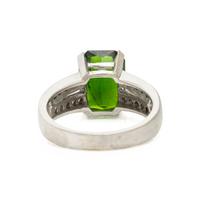 Chrome Diopside, Diamond, and White Gold Ring
