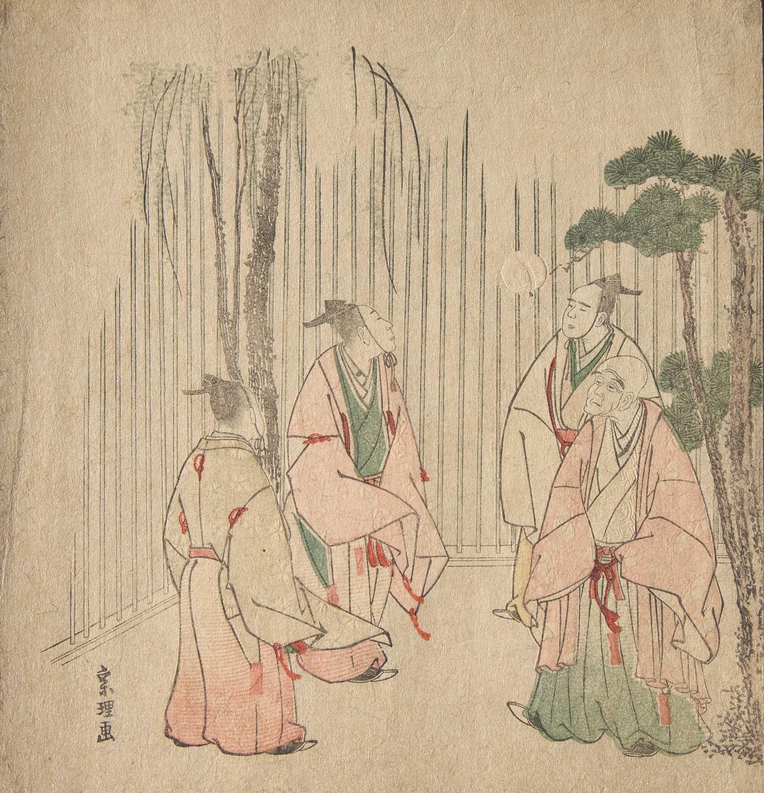 Three Japanese Surimono, Edo-Meiji Period 日本江户时代 葛飾北斎（1760-1849）摺物三种