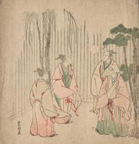 Three Japanese Surimono, Edo-Meiji Period 日本江户时代 葛飾北斎（1760-1849）摺物三种