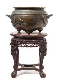 A Large Chinese Bronze Jardiniere Diameter 22 1/4 inches.