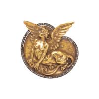 RENÉ LALIQUE, ART NOUVEAU, YELLOW GOLD AND DIAMOND BROOCH
