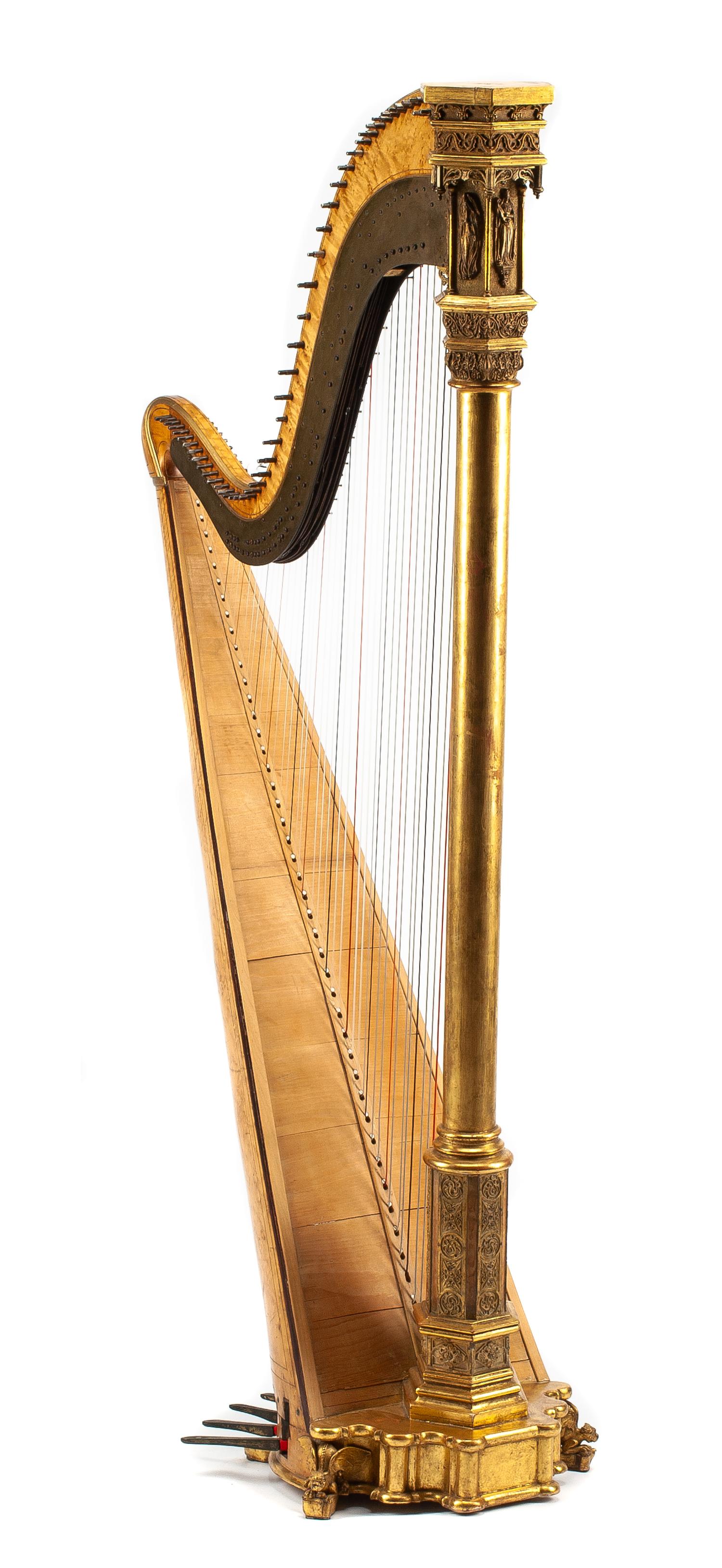 A George III Giltwood and Satinwood Harp Height 70 1/2 inches. — SEBASTIAN ERARD, LONDON