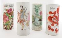 Four Porcelain Hat Stands Height of tallest 16 3/4 inches. — 19TH/EARLY 20TH CENTURY