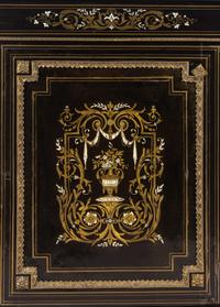 A Napoleon III Pewter and Brass-Inlaid Boulle Marquetry Marble-Top Cabinet