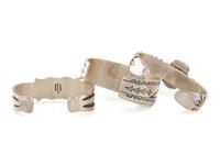 Navajo Sterling Silver and Coral Cuff Bracelets