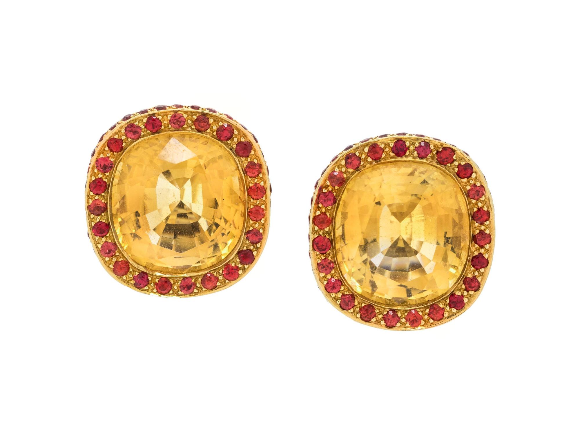 LAURA MUNDER, CITRINE AND GARNET EARCLIPS