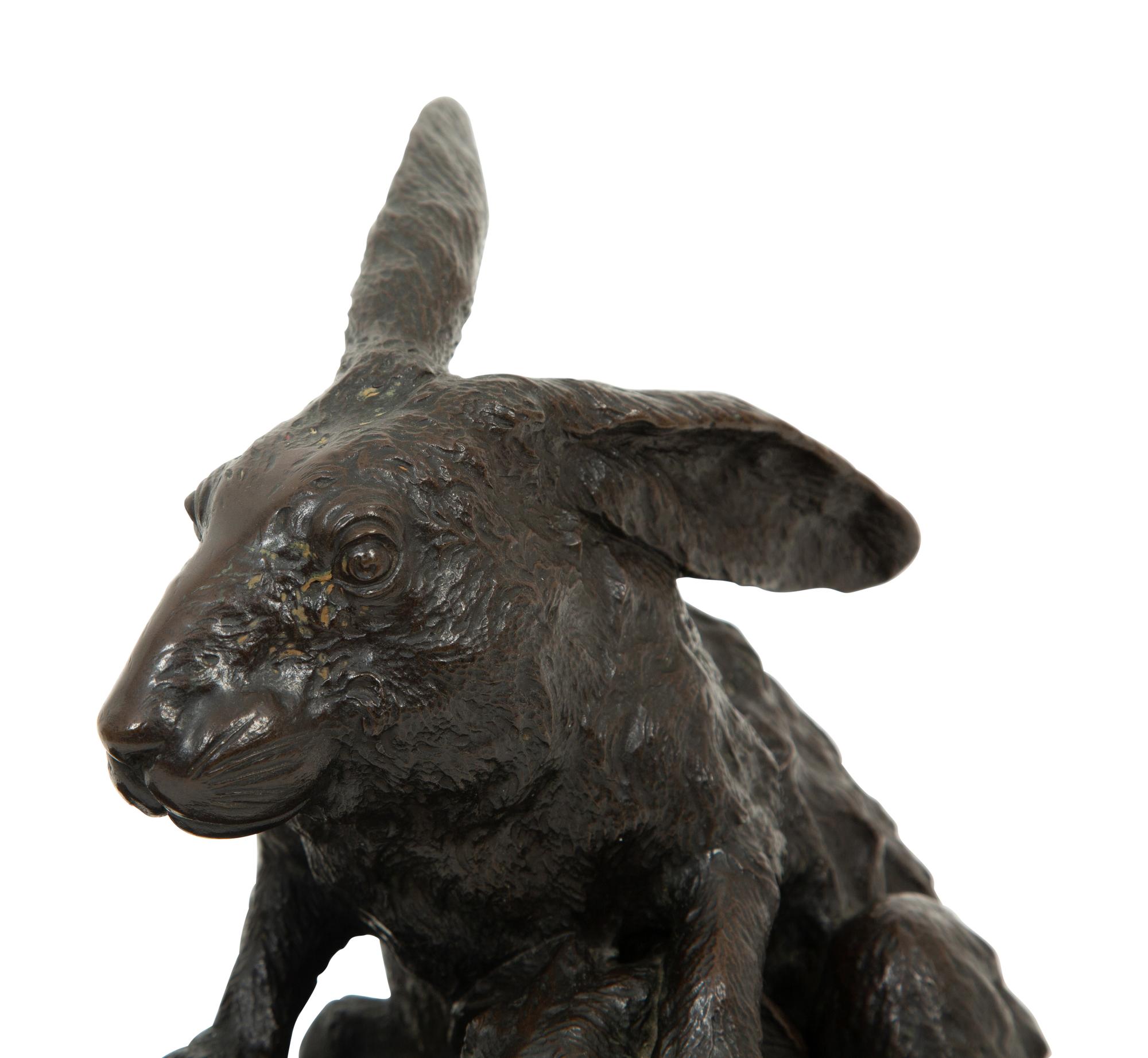 A Japanese Bronze Sculpture of Rabbits
