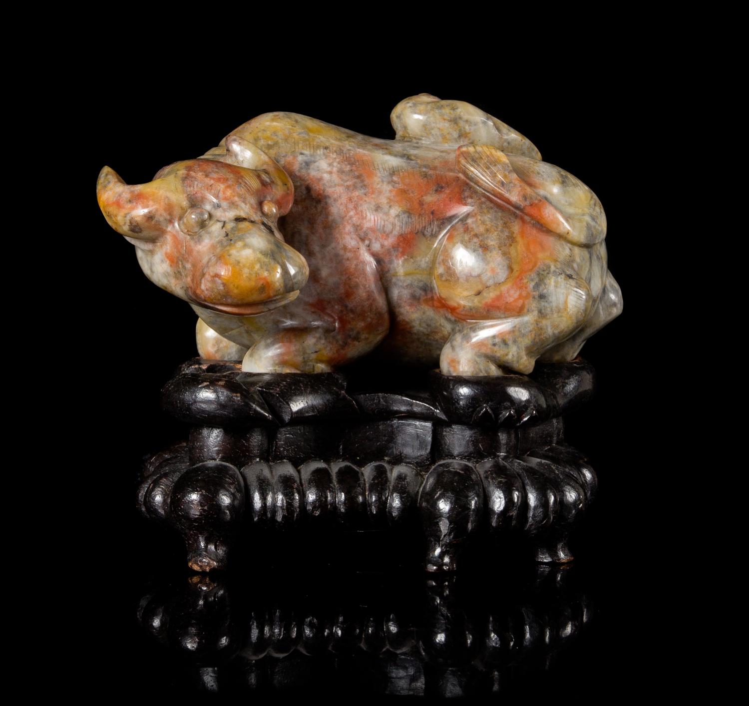 A Carved Hardstone Figure of a Buffalo — QING DYNASTY