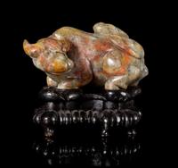 A Carved Hardstone Figure of a Buffalo — QING DYNASTY