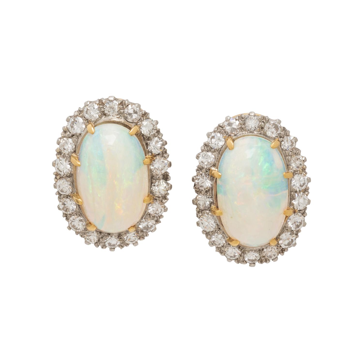 OPAL AND DIAMOND EARRINGS