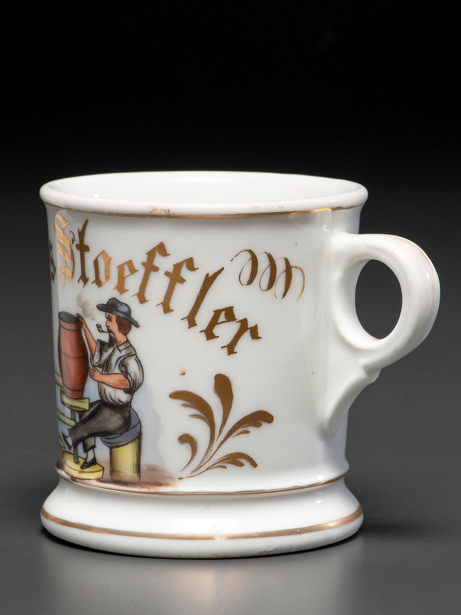 A Potter's Porcelain Occupational Shaving Mug Belonging to Julius Stoeffler