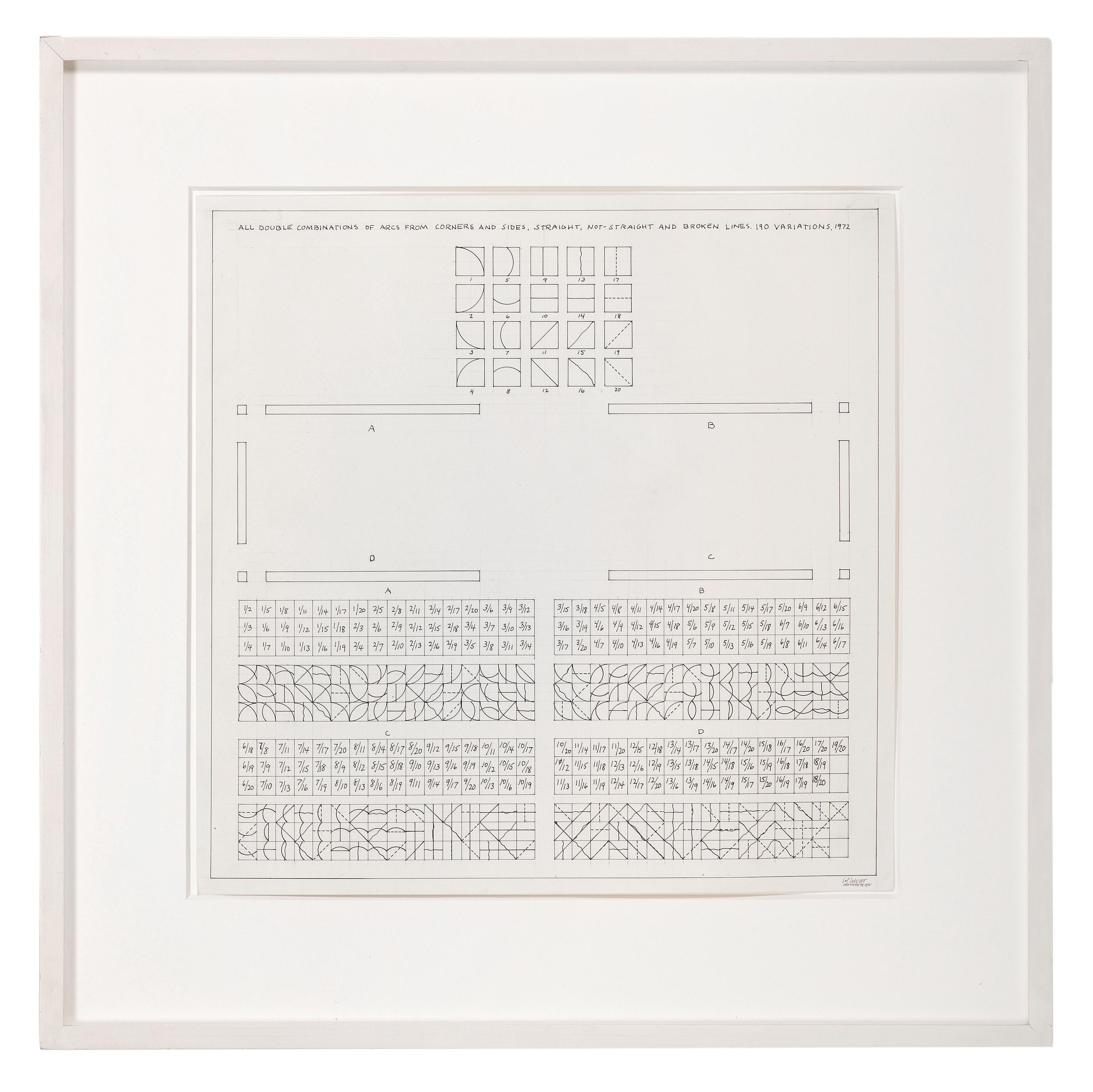 All Double Combinations of Arcs for Corners and Sides, Straight, Not-Straight and Broken Lines. 190 Variations, 1972