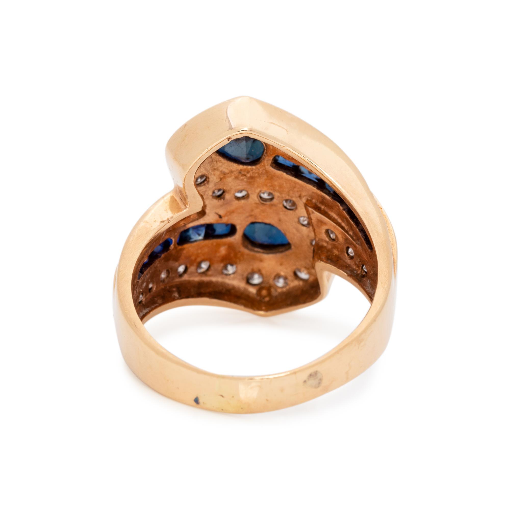 SYNTHETIC SAPPHIRE AND DIAMOND BYPASS RING