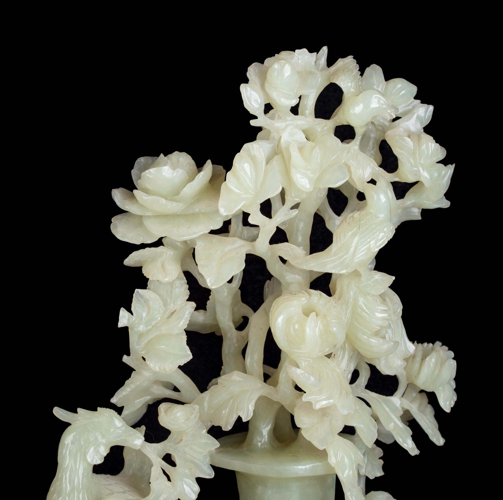 A Chinese Carved Celadon Jade Flower Vase