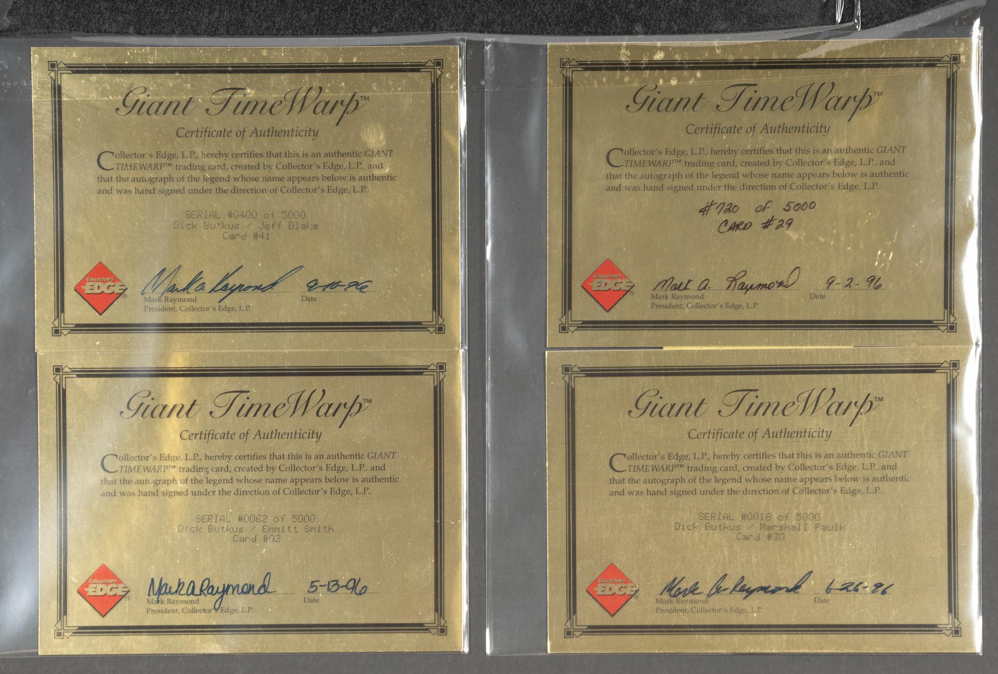 A Dick Butkus Signed Autograph Football Card Display With Multiple Signatures
