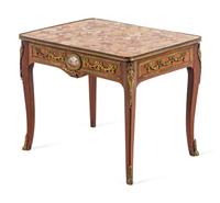 A Louis XV Style Gilt Metal Mounted Marble-Top Low Table