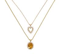 COLLECTION OF YELLOW GOLD, DIAMOND AND CITRINE PENDANTS/NECKLACES