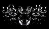 A Set of Six Baccarat Glass Cordial Snifters Height of snifters 4 5/8 inches.