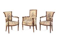 Three Directoire Fruitwood Chairs