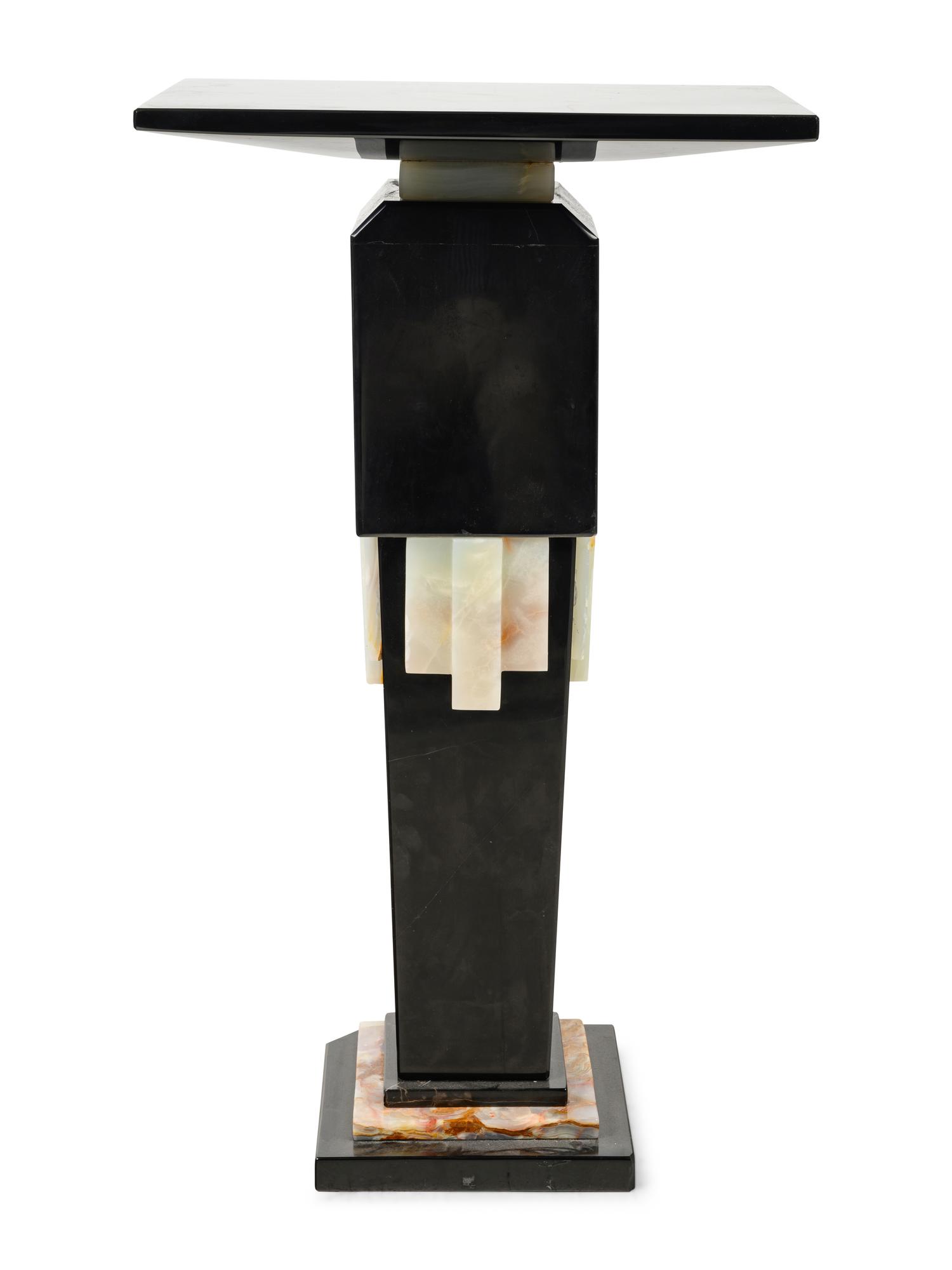 An Art Deco Marble, Onyx and Bronze Mounted Pedestal