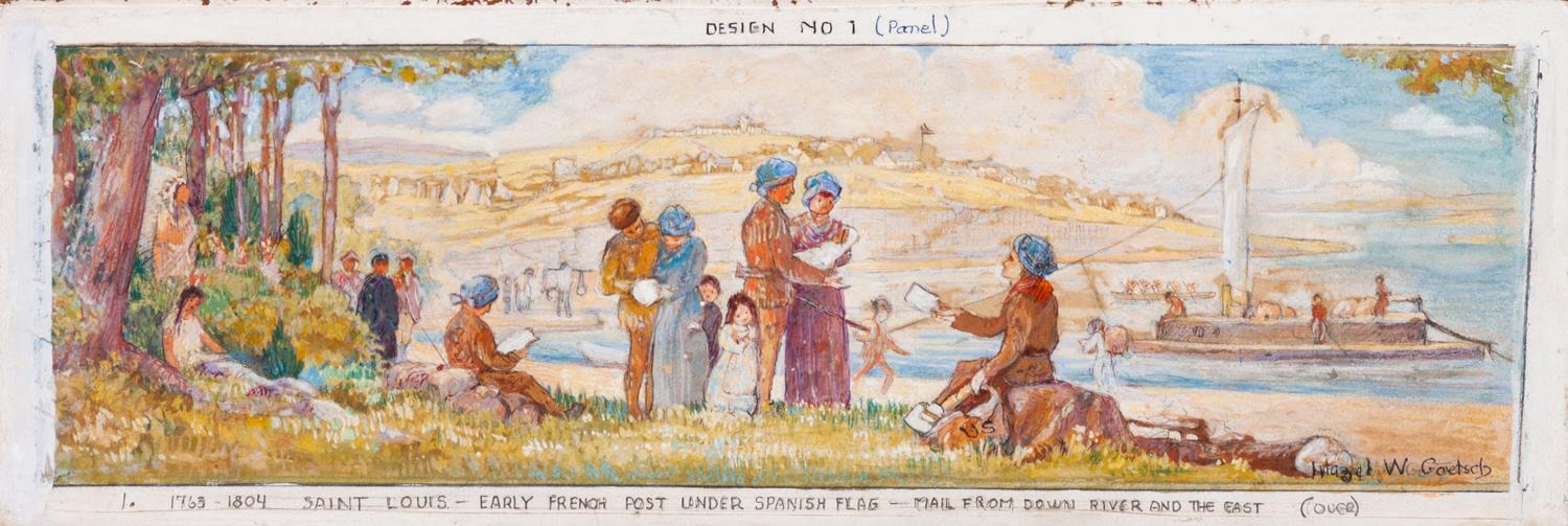 Hazel Goetsch, (American 1892-1984), Nine Works: Mural Studies for St. Louis Post Office, c. 1939