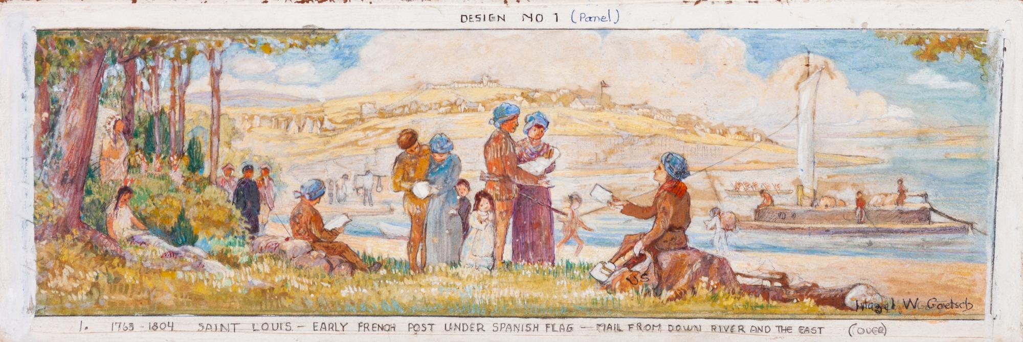 Hazel Goetsch, (American 1892-1984), Nine Works: Mural Studies for St. Louis Post Office, c. 1939