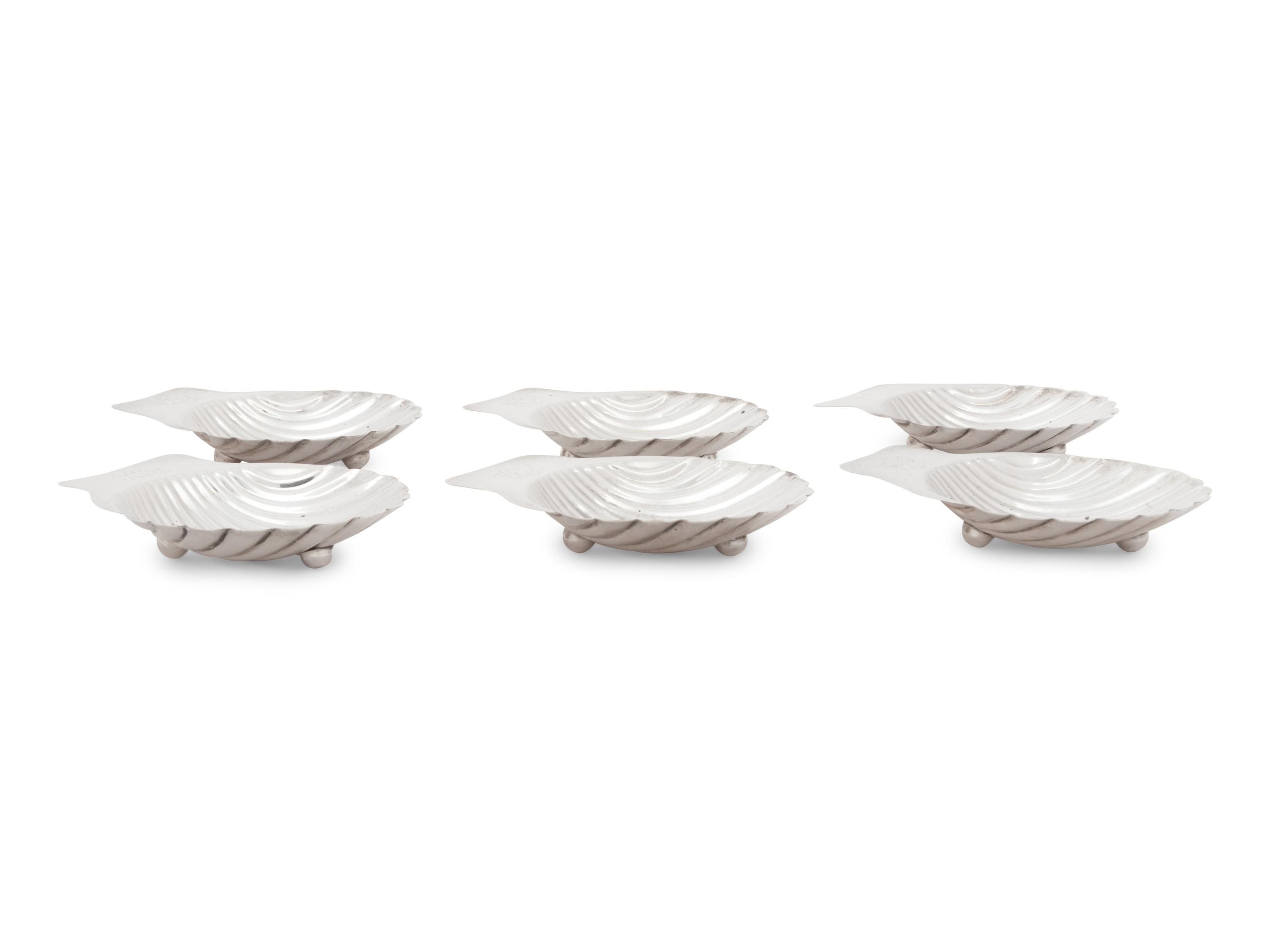 Six Mexican Silver Shell-Shaped Dishes