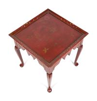 A Queen Anne Style Red Japanned Side Table