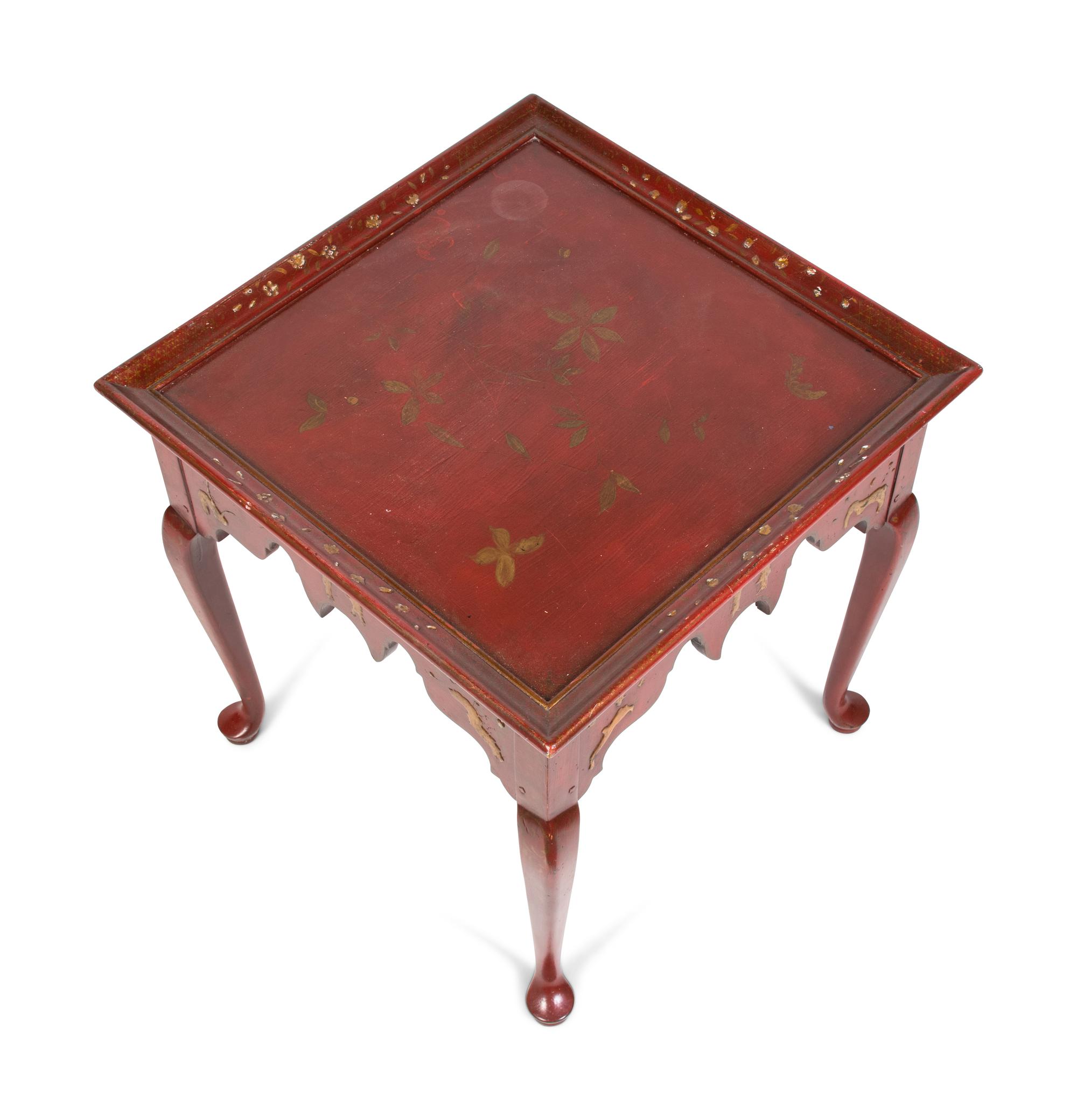 A Queen Anne Style Red Japanned Side Table